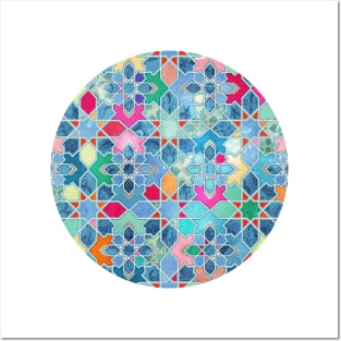 Pretty Pastel Moroccan Tile Mosaic Pattern Posters and Art